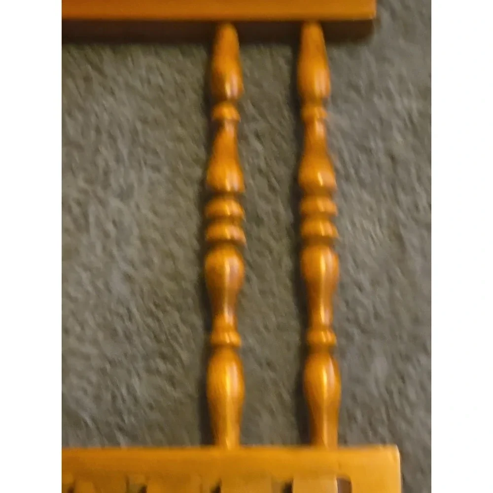 Vintage Wood Souvenir Spoon Display Rack Wall Hanging 12 Slot Holder 12x8 Oak